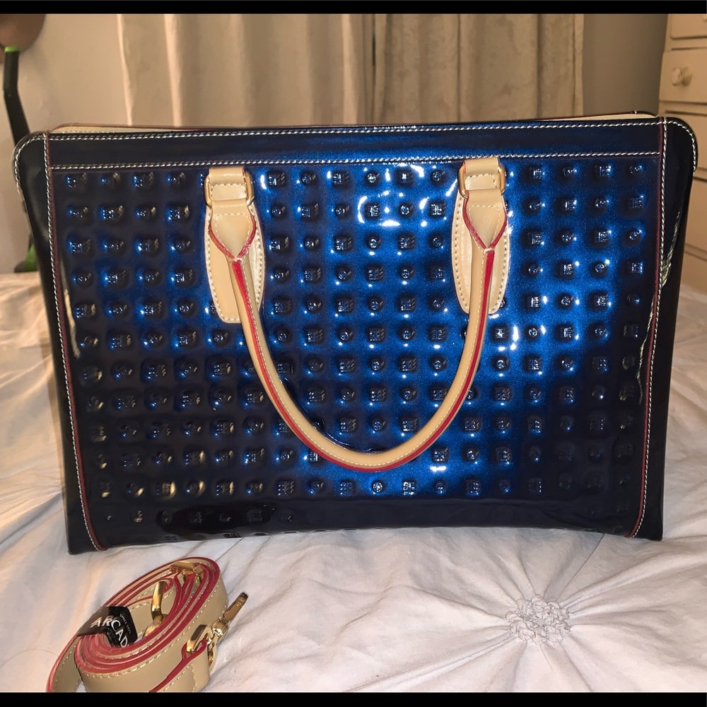 Arcadia Blue and Tan Tote Bag